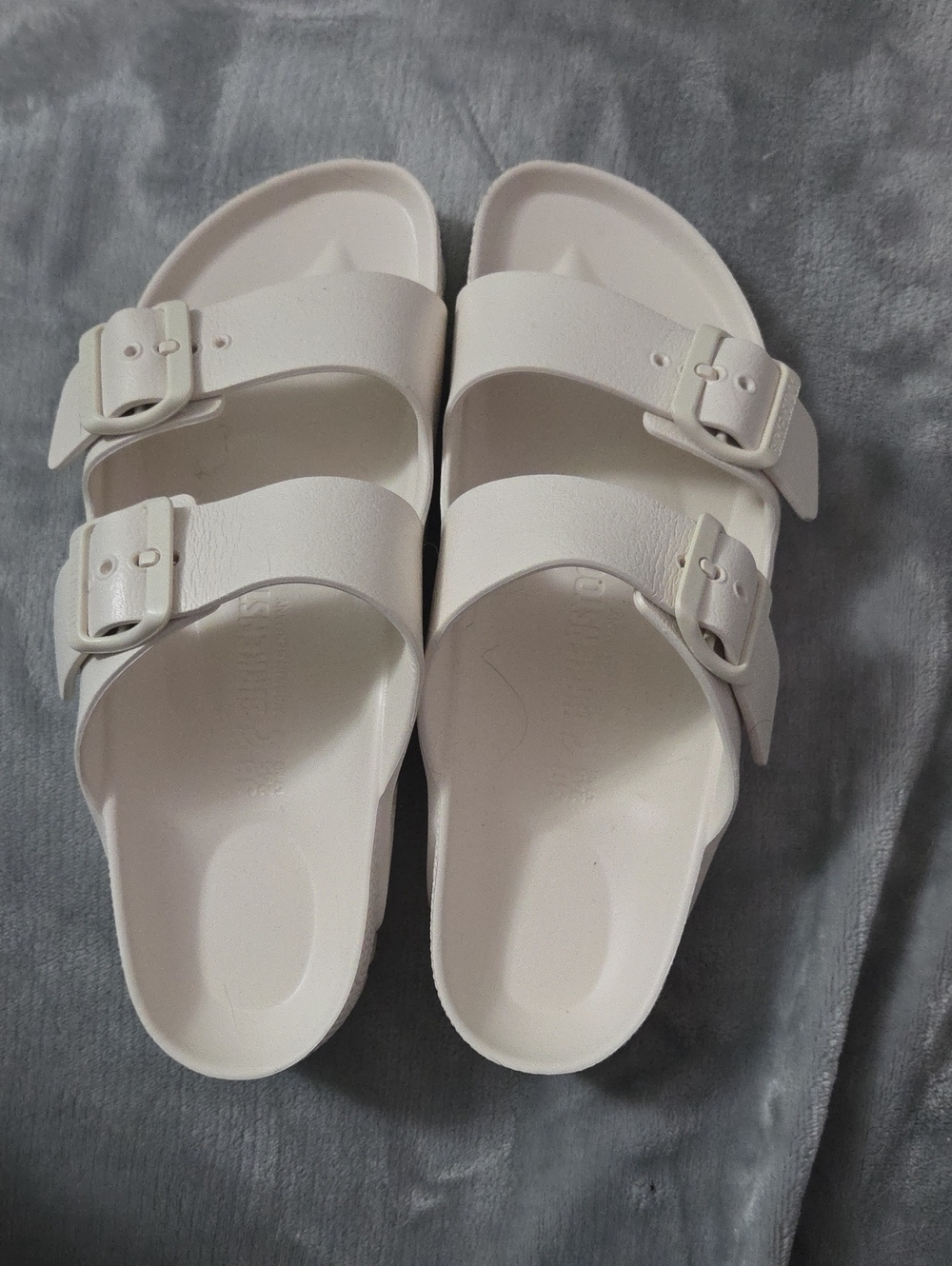 Birkenstock White Double-Buckle EVA Slide